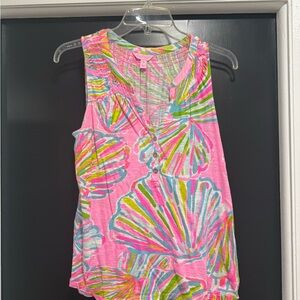Lilly Pulitzer Pink Shell Print Essie Tank Top